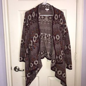 High Low Aztec Design Cardigan